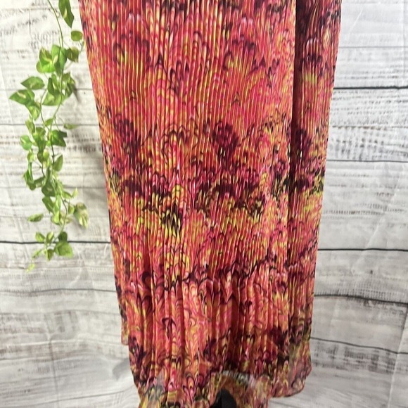 Krazy Kat Skirt size XXL Pink Green Paisley Pleated Sheer Midi Modest Boho - Picture 10 of 13